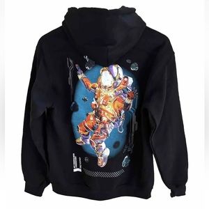 Hyper Space NASA Spaceman Graphic Hoodie in Black NWOT Adult Size S